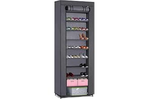 Massido Mobiler Textil Kleiderschrank Einfach aus Stoff - Stoffschrank - Textil-Schuhschrank - Faltschrank - Textilschrank - Gaderobe XXL - Stoffschuhschrank schützt vor Staub und Nässe - Graphit