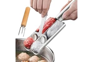 Garqitwan Polpette Stampo, Polpette Maker in Acciaio Inox, Macchina per Polpette, Macchina per Polpette Antiaderenti con Paletta da Taglio, DIY Polpette Fare Strumenti per Preparare Polpette