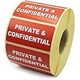 Label Metrics - Roll of 1,000 - 'Private & Confidential ' Labels/Stickers. 50mm x 25mm Red & White. for Mailing/Shipping