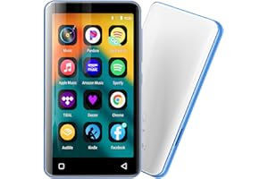 innioasis 80Go Lecteur MP3 avec Bluetooth et WiFi, Lecteur de Musique Mp3 et Mp4 ave Spotify,Spotify Kids, Tidal, Deezer, Lecteur Vidéo à écran Tactile 4 Pouces 1080P（Blanc+Bleu）