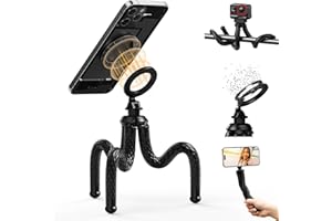 TELESIN° TELESIN Magnetisches Handy Stativ, 2-in-1 Flexible Phone Tripod für Smartphone – 360° Schwenkbares, Mini Handy-Stativ mit 1/4"-Gewinde, Kompatibel mit iPhone/Android, GoPro, DJI, Insta360, usw