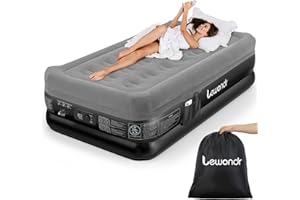 Lewondr Colchón Hinchable Individual con Bomba Integrada, 191x99x46CM Colchón Hinchable Confort, Colchoneta Hinchable Automática Rápida 2Min para Camping Casa Invitados Viaje Hotel(250kg Máx), Gris