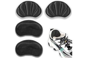 ZOERBUFAN 4 Pack Heel Cushion Inserts, Reusable Sport Shoes Self-Adhesive Heel Cushion Anti-Slip for Shoes Too Big, Foot Cushions Pads Shoe Inserts for Women and Men, Shoe Pads (Black)