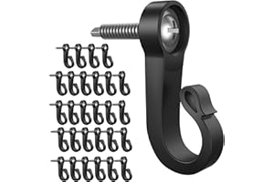 ZUSFUL 28 x Q-Hanger-Haken, für Innen- und Außenbereich, Zuhause, Weihnachtslichter, Kleiderhaken mit Schraube, Garage, Neujahr, Party, Außenhaken für Lichterkette im Freien (28 Stück)