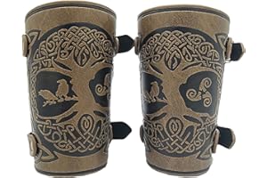 SEHABY Tree Of Life Bracers Viking Arm Guards Embossed Leather Armor Cuffs Yggdrasil World Tree Buckle Arm Armor Cuff Medieval Leather Wristbands Gauntlet Wristband Adjustable Punk Arm Guards Halloween