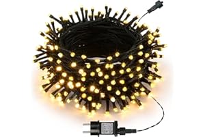 ‎JOOMER Joomer Lichterkette Außen 200 LED, 20M Warmweiß Weihnachtsbaum Lichterkette Strombetrieben mit Timer, 8 Modi Wasserdicht Weihnachtsbeleuchtung Innen für Outdoor Party Garten Hochzeit Deko