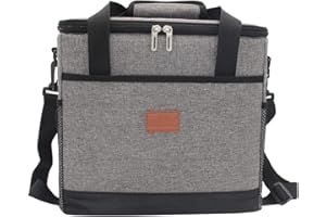 Picnic Lunch Bag, GVTECH Soft Cooler Bag with Hard Liner, Large Insulated Foldable Leakproof, Shoulder Strap Box Soft-Sided Cooling Bag for Camping/BBQ/Family Outdoor Activity