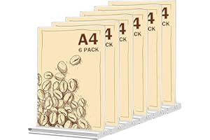 FONWUJIOT Lot de 6 présentoirs de table A4 - En acrylique - Pour prospectus, cartes de menu, publicités, cadres photo - Pour restaurant, café, bureau, photos, magasins