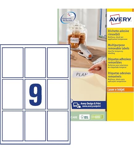 Etichette ID Rimovibili Avery 5/16 X 1/2 Pollici Bianche - 1100 Pezzi (5412)