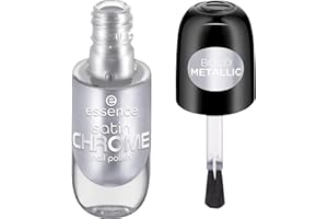 Essence Satynowy Lakier do Paznokci Satin Chrome, Pokrycie, Wyraźny Wynik, Mocno Napigmentowana/Y, Metaliczny (8Ml)
