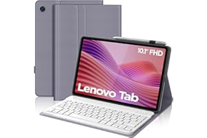 JADEMALL Funda con Teclado para Lenovo Tab 10.1" 2025, Español Ñ Teclado Bluetooth Inalámbrico Desmontable con Funda Protectora Delgada para Tablet Lenovo Tab 10.1 Pulgadas 2025(TB-311FU/TB-311XU), Púrpura