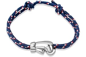 Ernestine - Bracelet Boxe acier inoxydable réglable - Idée cadeau boxeur homme sport combat - Bracelet gant de Boxe sport - Cadeau Homme Noël anniversaire fête des pères - garçon bijoux sports