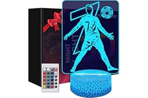 Polemera Lampe d'ambiance Football, Illusion 3D LED, 16 couleurs modifiables, cadeau d'anniversaire, cadeau de Noël pour les fans de football, garçons filles