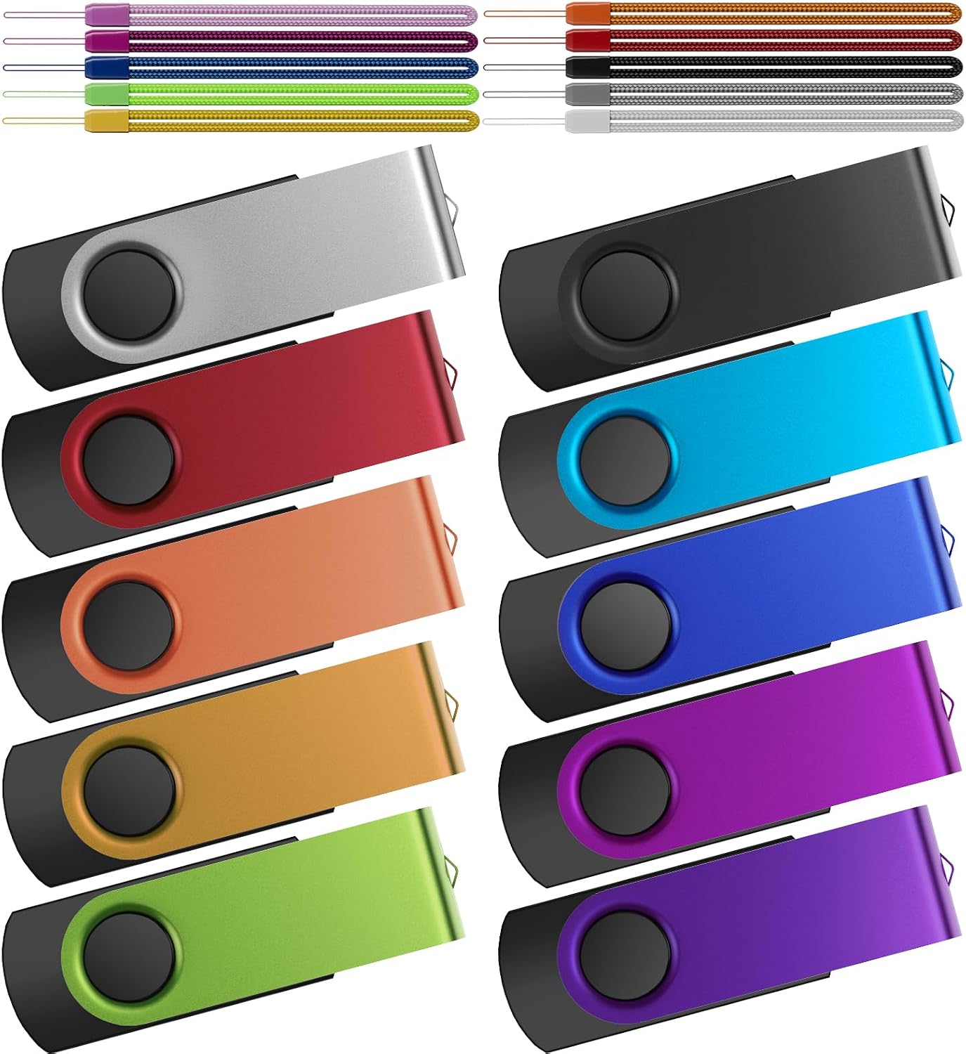 8GB 10 Piezas Memorias USB - Pendrive - Kepmem Rotatorio Multicolors USB 2.0 Memory Stick