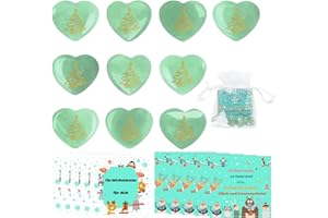 OPEIXSAYKOC 10x Wichtelsteine, Glücksstein Weihnachten, mit Grußkarte und Organza Beutel,Glücksbringer Weihnachten, Stein Adventskalender,Nikolaus Geschenke,Glücksstein Mitbringsel Weihnachten,Schule,Give Away