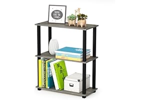 Furinno Scaffali senza Utensili French Oak Grey/Black Tubo rettangolare