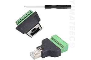 YIMATEECO RJ45 Schraubklemmenadapter, 2Stü RJ45 8P8C auf Terminal Block 8-PIN Schraubklemmenblock Adapter Verbindungsstück LAN Netzwerkstecker für CCTV/DVR Cat5 Cat5e Cat6 Cat7 (1xBuchse+1xStecker)