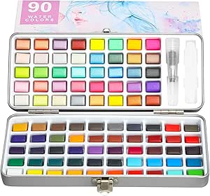 aquarell farbset 50 72 90color portable pearlescent iridescent solid watercolor pigment paint set 90 farben amazon de kuche haushalt wohnen
