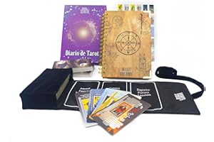 Witchy Cauldron Español Juego de Aprendizaje de Tarot para Principiantes: Cartas de Tarot para Principiantes, Soporte de Tarot Satinado y Diario de Tarot Español para Planificación Espiritual (Negro)