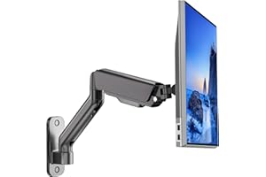 monTEK Monitor Wall Mount Bracket for 17-32 Inch Flat/Curved Screens, Hold UP to 9 kg, Full Motion Mechanical Spring Adjustable Monitor Arm with Tilt Swivel Rotation, 75/100mm VESA Wall Mount, Black
