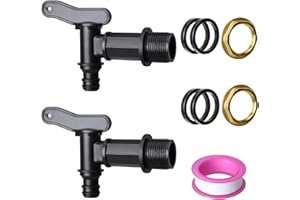 IGarden 2 Stück Auslaufhahn für regenfass,3/4 zoll wasserhahn für Regentonne Kunststoff Ersatzhahn mit Kupfer Dichtung Kontermutter für Regenwassertonne Wassertank