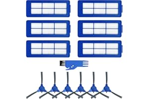 Liveryde Accesorios de repuesto para Eufy RoboVac 11S Max / 15C Max / 30C Max / G10 Hybrid / G20 / G30 / G30 Edge, 6 filtros Hepa, 6 cepillos laterales