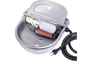 MUALROUS 220V Automatischer Hunde-Wassernapf für den Außenbereich mit Schwimmerventil 2,5 L beheizter Edelstahl-Thermonapf für Haustiere Tränke für Vieh Outdoor für Hunde Rind Pferd Ziege Schwein Huhn