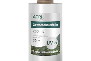 AGRI plus Gewächshausfolie 3,2 x 25 m I Hochtransparente & reißfeste Gartenfolie für Abdeckungen im Außenbereich I Schutzplane wetterfest & 5 Jahre UV-beständig I Folienstärke 0,200 mm