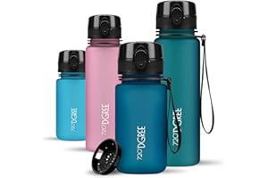 720°DGREE Butelka do picia 350ml, 500ml, 650ml, 1l, 1.5litr, 2l "uberBottle" softTouch +Sitko - Bez BPA - Butelka na wodę na uczelnię, pracę, fitness, rower, na zewnątrz - Butelka sportowa z Tritan