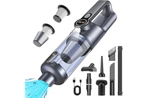 botatio Aspirapolvere Senza Fili, 26000Pa Aspirapolvere Auto Potente, Scarico Polvere One-touch, Motore Brushless, Aspirapolvere Portatile Multifunzione 4 in 1, con display HD e Illuminazione, Grigio