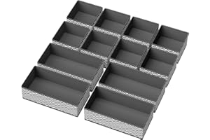 DIMJ 12 PCS Dresser Drawer Organiser Fabric Storage Box Foldable Wardrobe Dividers Cubes for Socks, Underwear, Ties, Scarves, Cosmetics