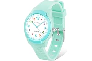 Edillas Kinderuhr Analog für Jungen Mädchen,wasserdichte Armbanduhr Jungen Mädchen Kinder Kleinkind zum Leicht zu lesen Lernen Zeitschule mit Weichem Riemen Lernen Uhren