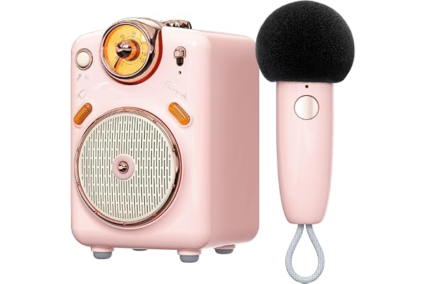 divoom Fairy-OK Haut-Parleur Bluetooth Portable avec Microphone karaoké, Microphone KTV Portable pour Adultes/Enfants, Microphones dynamiques pour Appareil karaoké pour iOS/Android(Rose)
