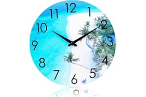 HOVEELUTY Horloge d'extérieur 12'' en acrylique étanche, horloge murale d'extérieur, thème côtier de plage, horloge de piscine extérieure pour usage intérieur et extérieur, horloges d'extérieur pour patio, horl