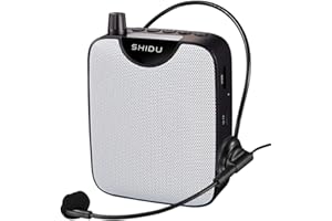 Amplificador de Voz Portatil Shidu (10W) Amplificar la Voz con micrófono 15W batería Recargable Amplificadores Voz micrófonos para Profesores,guías turísticos, Entrenadores Deportivos, presentadore