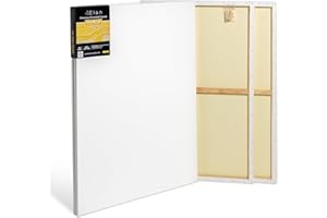 Elan Tela per Dipingere 60x90 380 gr, Set da 4 Tele per Dipingere 60x90, 100% Cotone Tele Pittura Grandi, Canvas for Painting 380 GSM, Tela 90x60