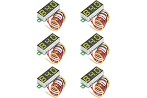 GTIWUNG 6 Piezas 0.28 Pulgadas Mini Voltímetro Digital DC Tres líneas 0-100V Mini probador de Voltaje Pantalla LED Protección de Polaridad Inversa y Medición de Presión Precisa, Amarillo