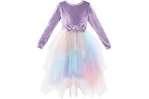 Arshiner Ragazze Abito Tulle Nappe Bambini Manica Lunga Abiti Elegante Velluto Bow Tie A-Line Partito Autunno Inverno Moda Abito per Ragazze 2-7 Anni