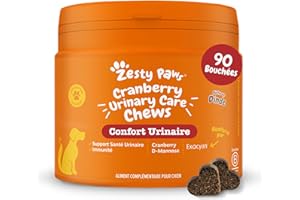 Zesty Paws Urinary Care à la Cranberry - Prévention de l'inconfort urinaire- Complément pour sous Forme de friandise - Exocyan® - D-mannose - graines d'ortie - 90 Unités