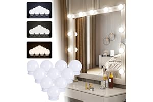 Unisun Vanity Lights for Mirror with USB Cable - 10 Bulb Dimmable Stick On Mirror Lights, 3 Color Changing & 10 Brightness Levels for Dressing Table (Mirror Not Include)