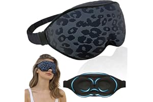 FOX-TECH Antifaz para Dormir, Antifaces para Dormir 100% Que Bloquea la Luz, Máscara para Dormir Suave y Cómodo para Hombres y Mujeres (Estampado De Leopardo) (Estampado De Leopardo)