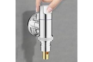 SPORTARC Waschmaschinen-Wasserhahn, Messing, Wasserstopp, Schnellöffnung, Winkelventil, Silber