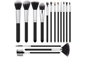 MELLIEX Pędzle do makijażu, 15 szt. zestaw pędzli do makijażu profesjonalne syntetyczne pędzle do podkładu, mieszanie puder do twarzy różu pędzle do cieni do powiek