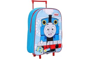NMB FASHIN FASHION AS UNIQUE AS YOU ARE NMB Fashion Foldable Kids Travel Trolley Backpack - Wheeled Carry-On Suitcase Rucksack with Favorite Character Design for Children (Standard Thomas and Friends Rail Trolley)