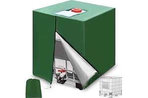 120x100x116cm IBC Tank Cover, 1000L IBC Tote Cover with Zipper, 210D Oxford Heavy Duty Outdoor Tarpaulin Hood, Waterproof Sun