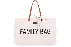 CHILDHOME, Family Bag, Sac à Langer, Sac de Voyage/Week-end, Grande Contenance, Pochette incluse détachable, Teddy Ecru