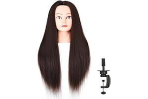 PARXITN Cabezas de entrenamiento para maniquí con 20 pulgadas/50 cm, pelo marrón natural, práctica para el cabello, cabeza de muñeca para niños