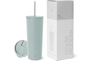 Simple Modern Insulated Tumbler with Straw and Lid | Iced Coffee Cup Reusable Stainless Steel Water Bottle Travel Mug | Gifts for Women and Men | Classic Collection | 710ml | Sea Glass Sage