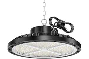 ANNIFUNLY UFO LED Lámpara de Alta Bahía 200W 28000LM Iluminación Comercial Focos LED 6500K Blanco Frío, Industriales Iluminación de Almacén IP65 Impermeable, Para Patio, Garaje, Fábrica,Taller