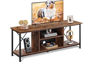 WLIVE TV Stand, TV Unit for TVs up to 65 Inch, 140cm TV Cabinet Table with Storage, Wooden TV Console for Living Room, Farmhouse Industrial TV Console for Bedroom and Living Room, Rustic Brown